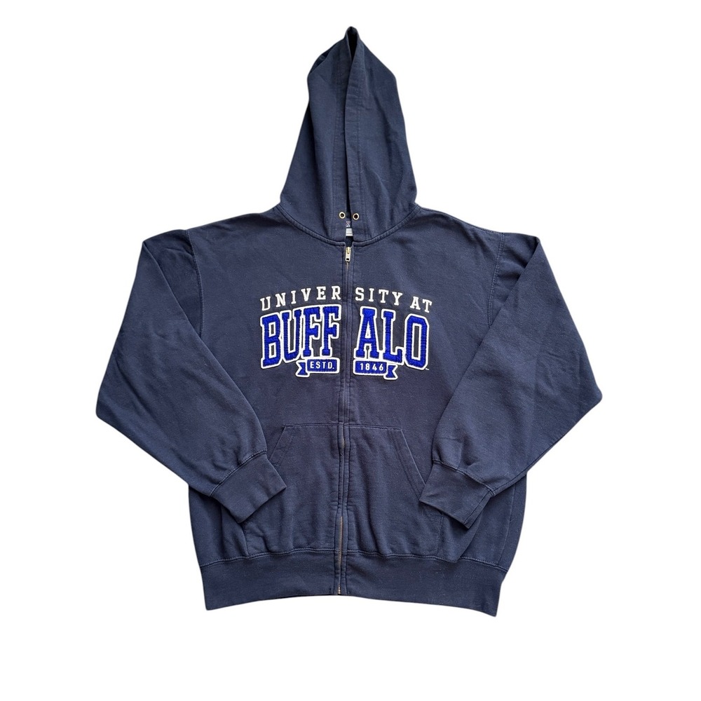 University Buffalo Navy Blue Large Full Zip Fleece Sweatshirt Hoodie